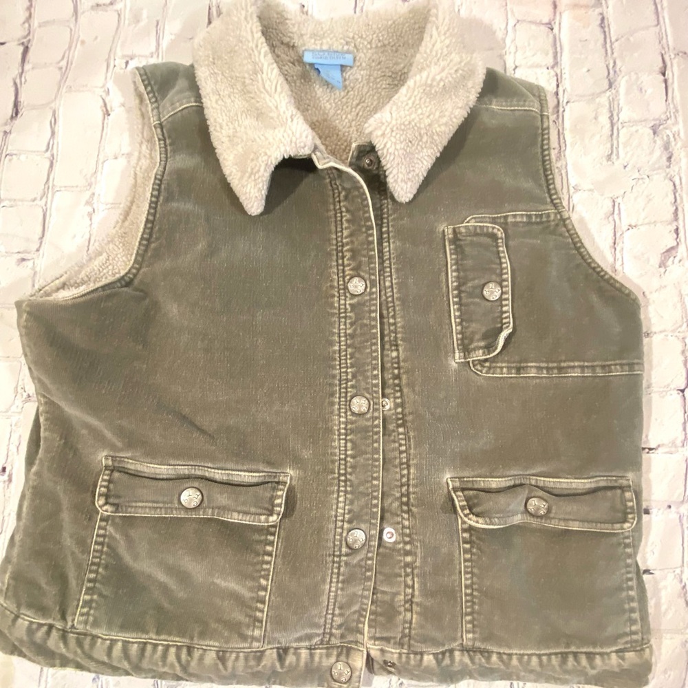 So Blue Sigrid Olsen Olive green vest . Size Large